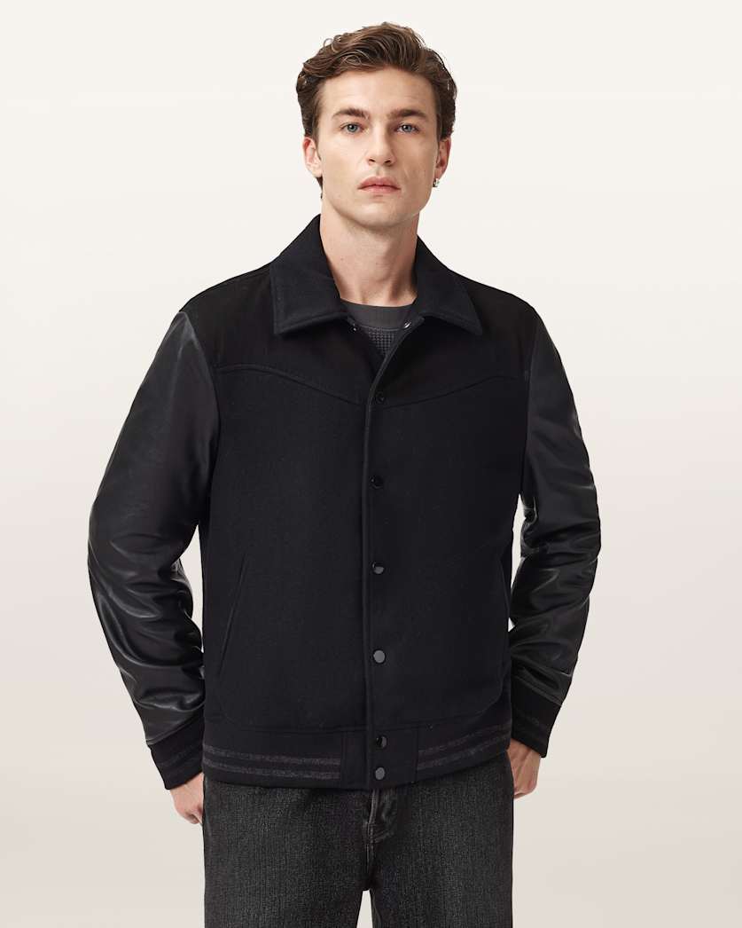 Endleton Contrast Leather Bomber Jacket