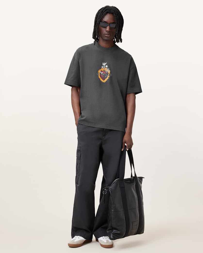 Heartfelt Printed Oversized Crew Neck T-Shirt