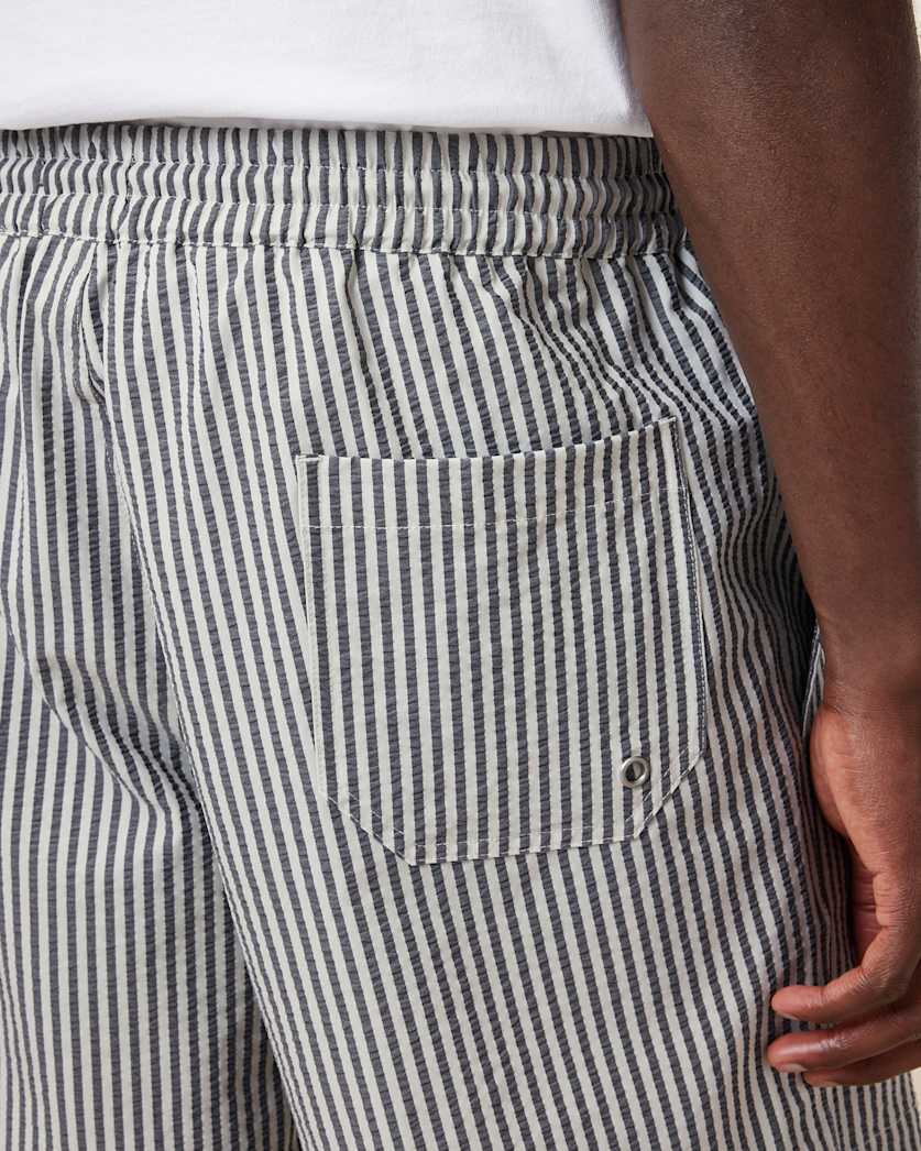 Warden Striped Seersucker Swim Shorts