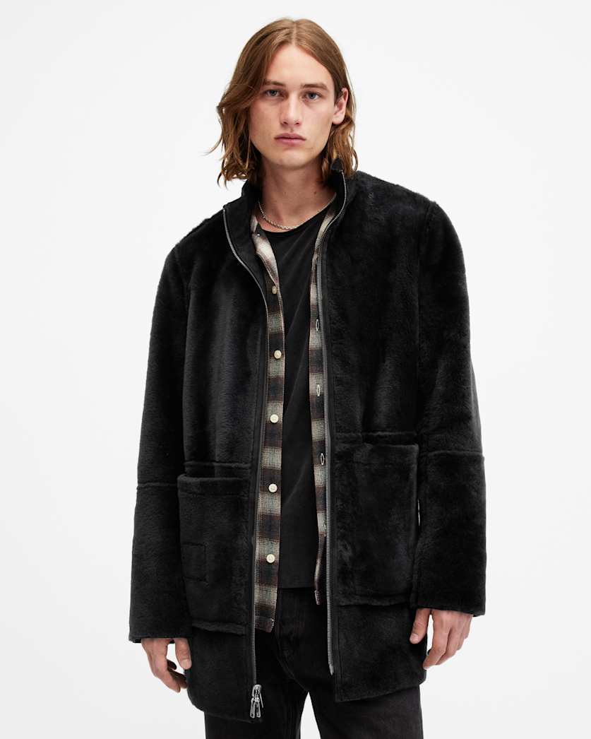 Stride Funnel Neck Shearling Coat