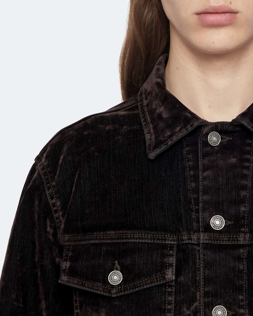 Flocked Denim Trucker Jacket