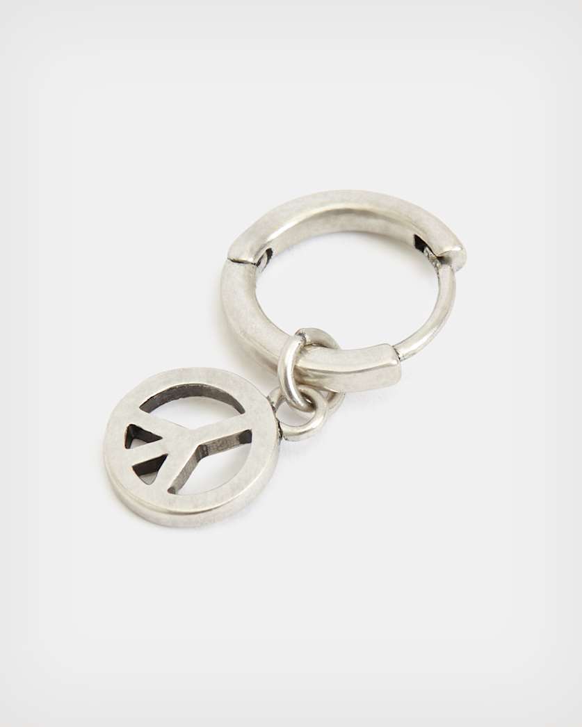 Peace Sterling Silver Hoop Earring