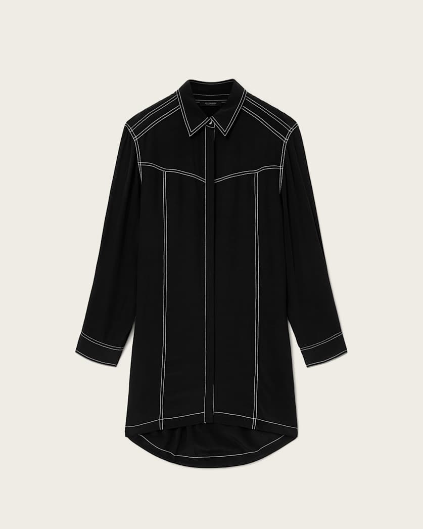 Tala Shirt Mini Dress Black | ALLSAINTS US