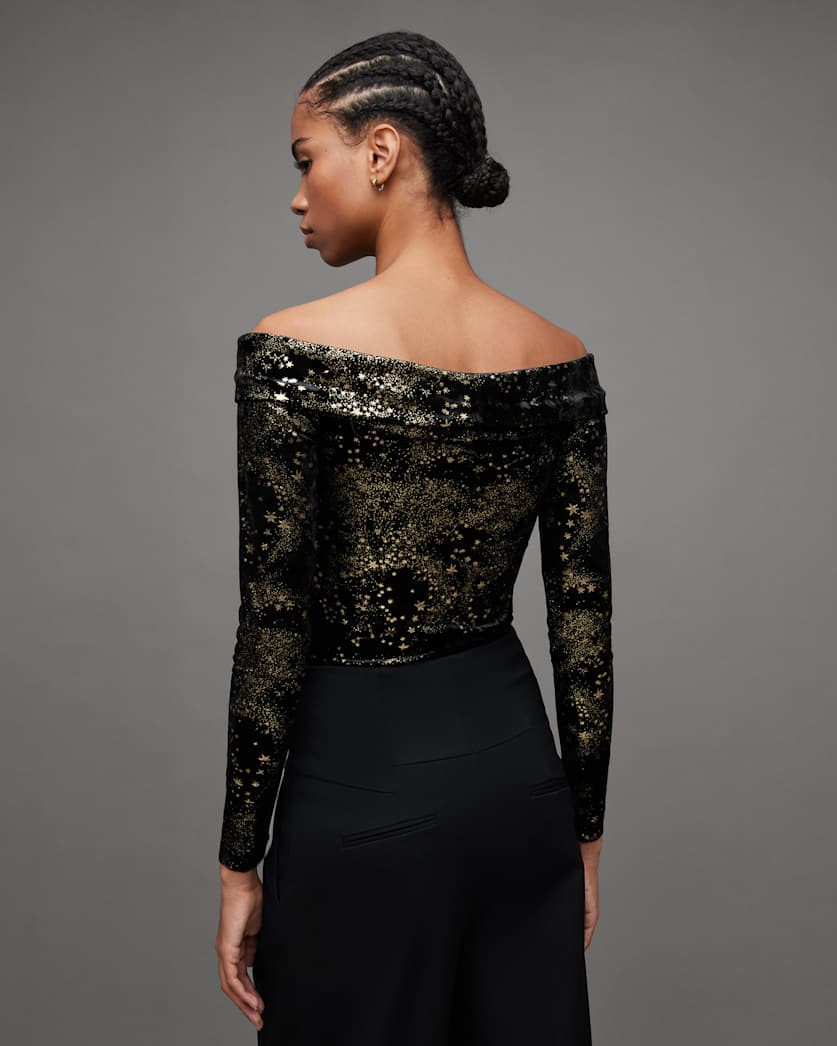 Delta Star Off Shoulder Velvet Top