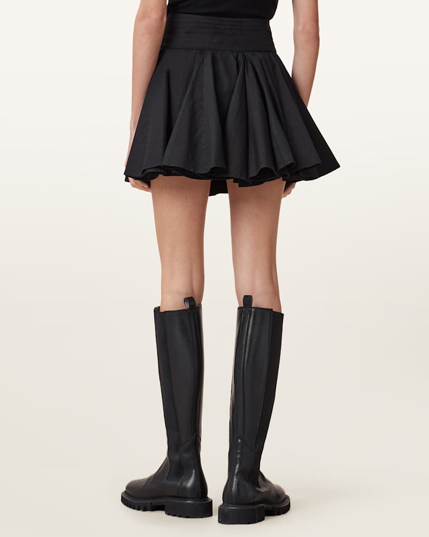 Tulip Black Cotton Mini Skirt
