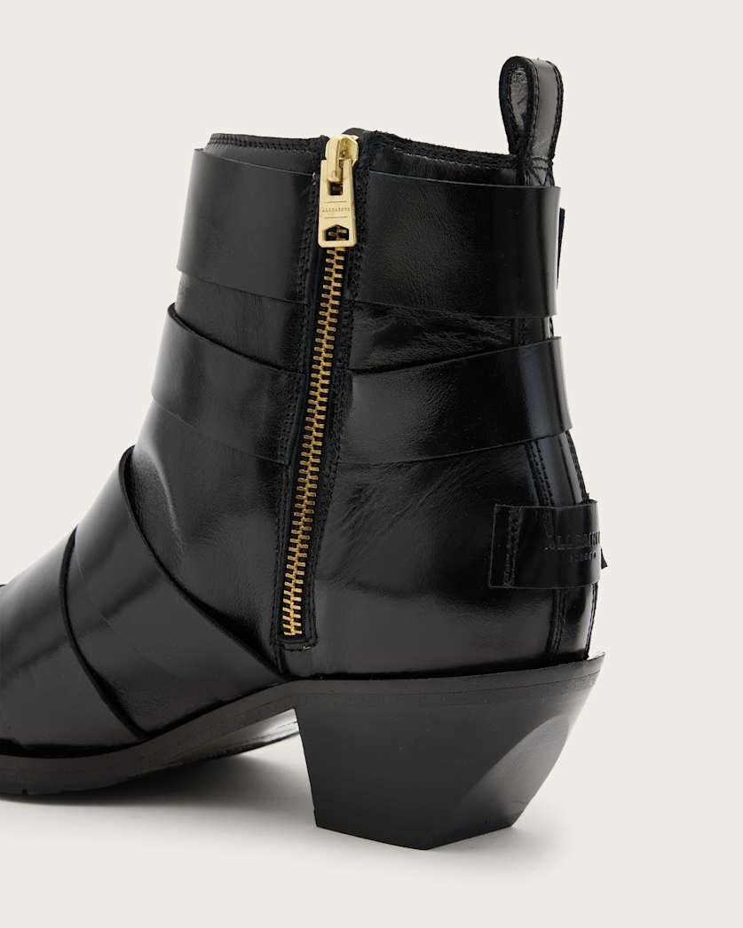Jane Buckle Pointed Leather Boots