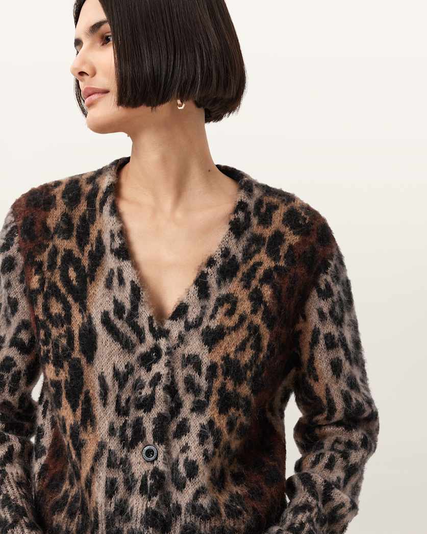 Wick Leopard Jacquard Cropped Cardigan