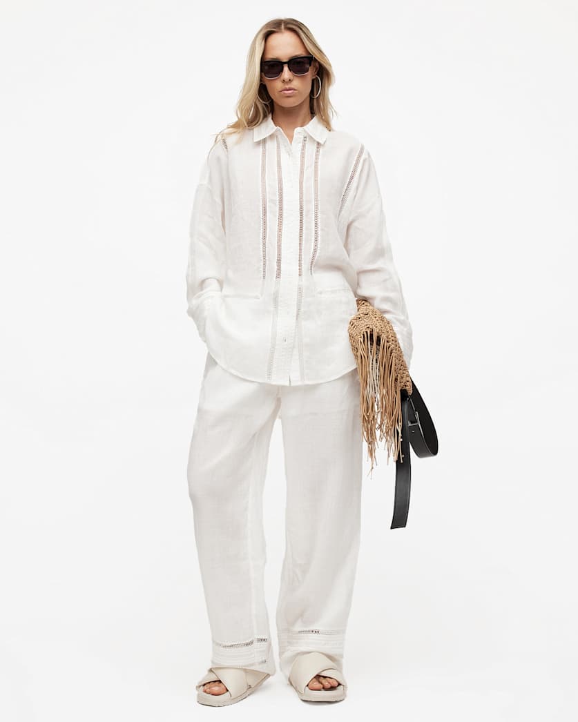 Jade Linen Wide Leg Trousers