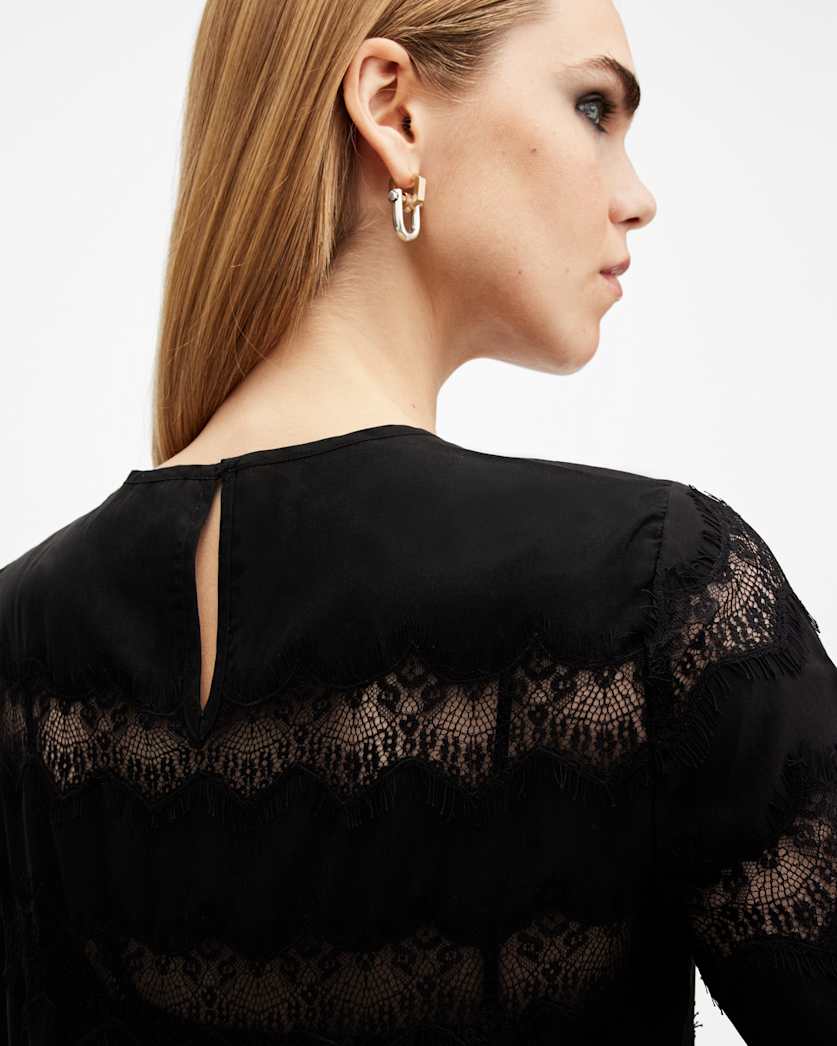 Tiff Lace Panelled Sheer Top