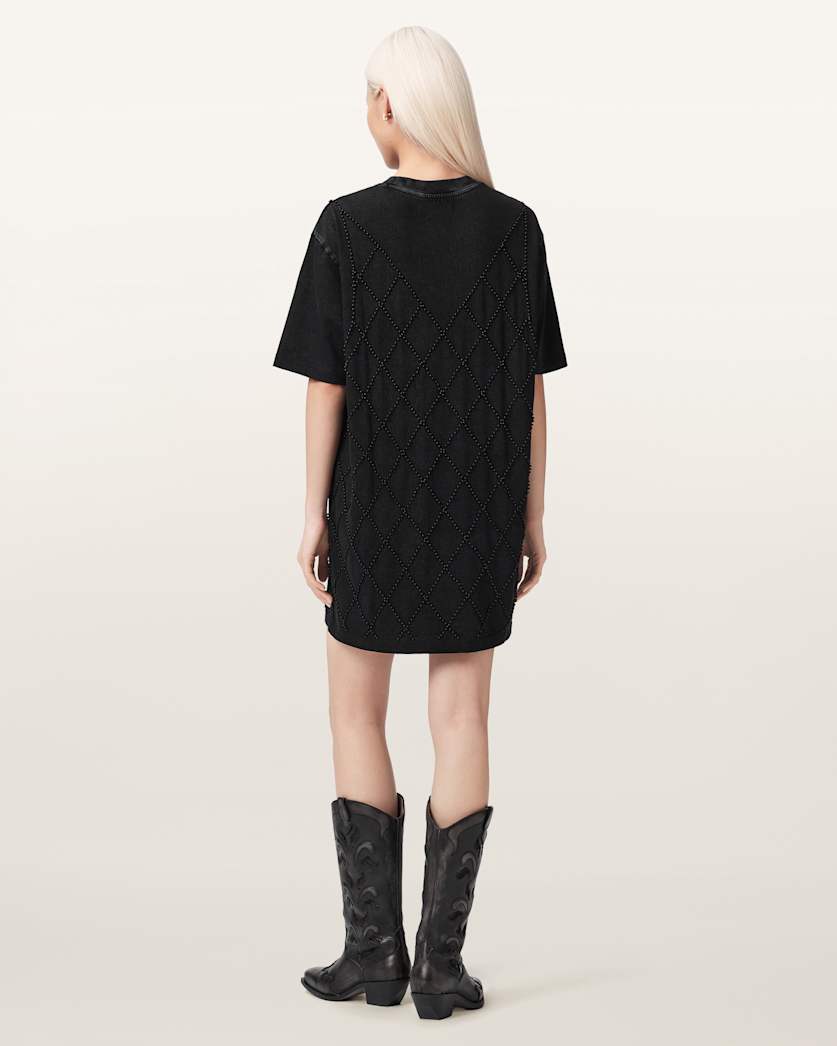 black fitted t shirt dress Victoria Beckham Fitted T-Shirt Dress In Deep Mahogany