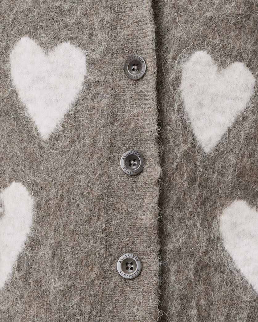 Amora Love Heart Jacquard Brushed Cardigan