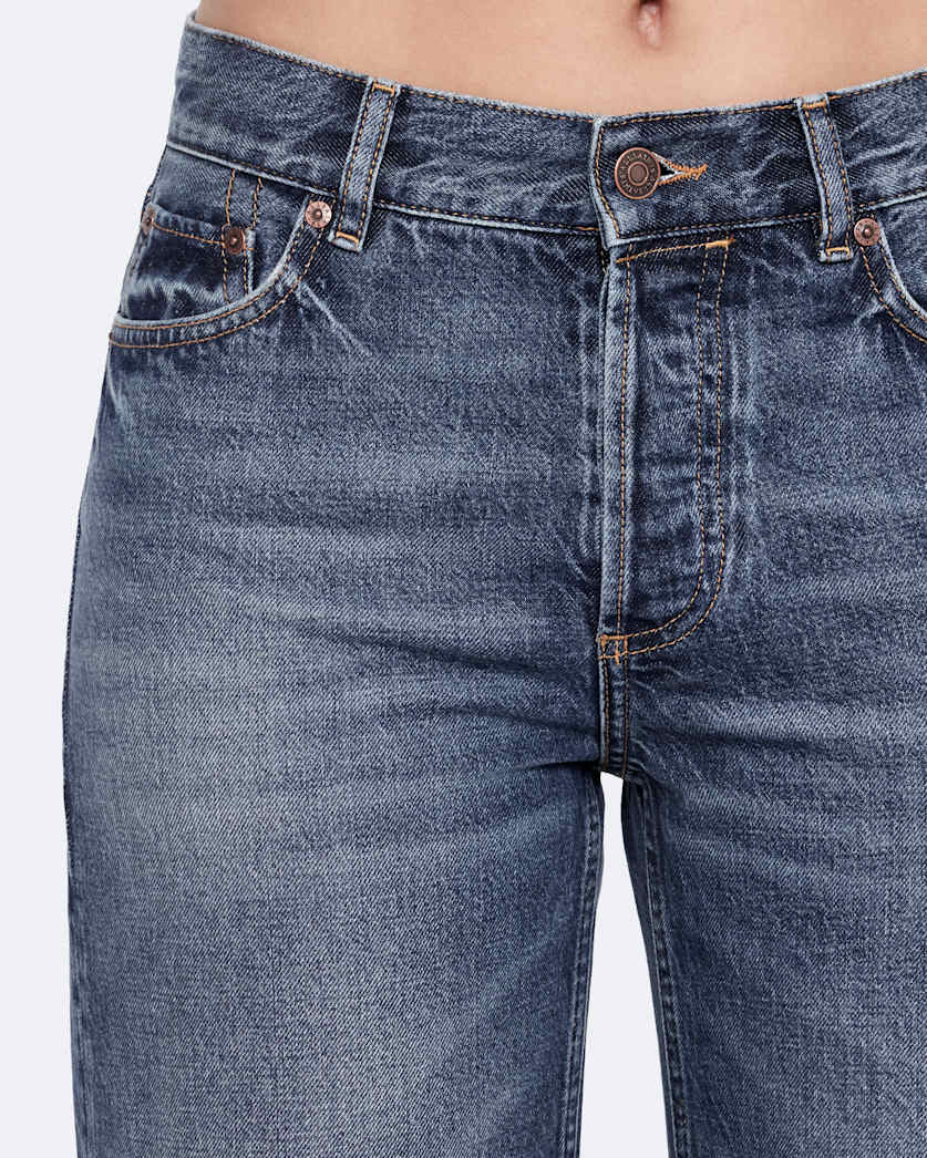 Straight leg mid-rise denim jeans