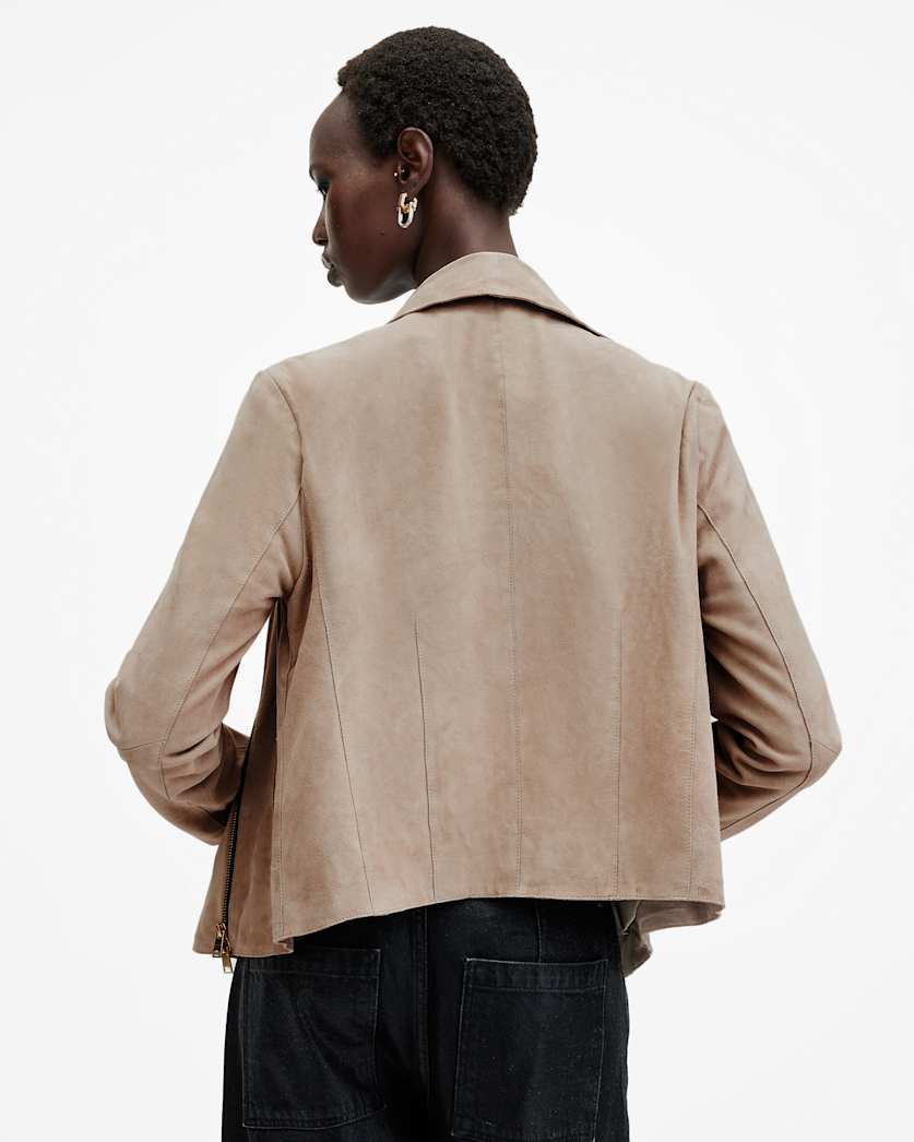 Freya Slim Fit Funnel Neck Suede Jacket