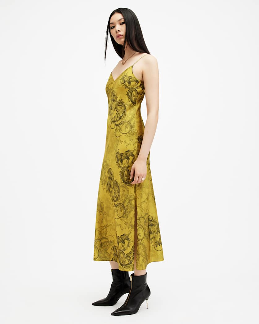 Tiana Slim Fit Printed Midi Slip Dress