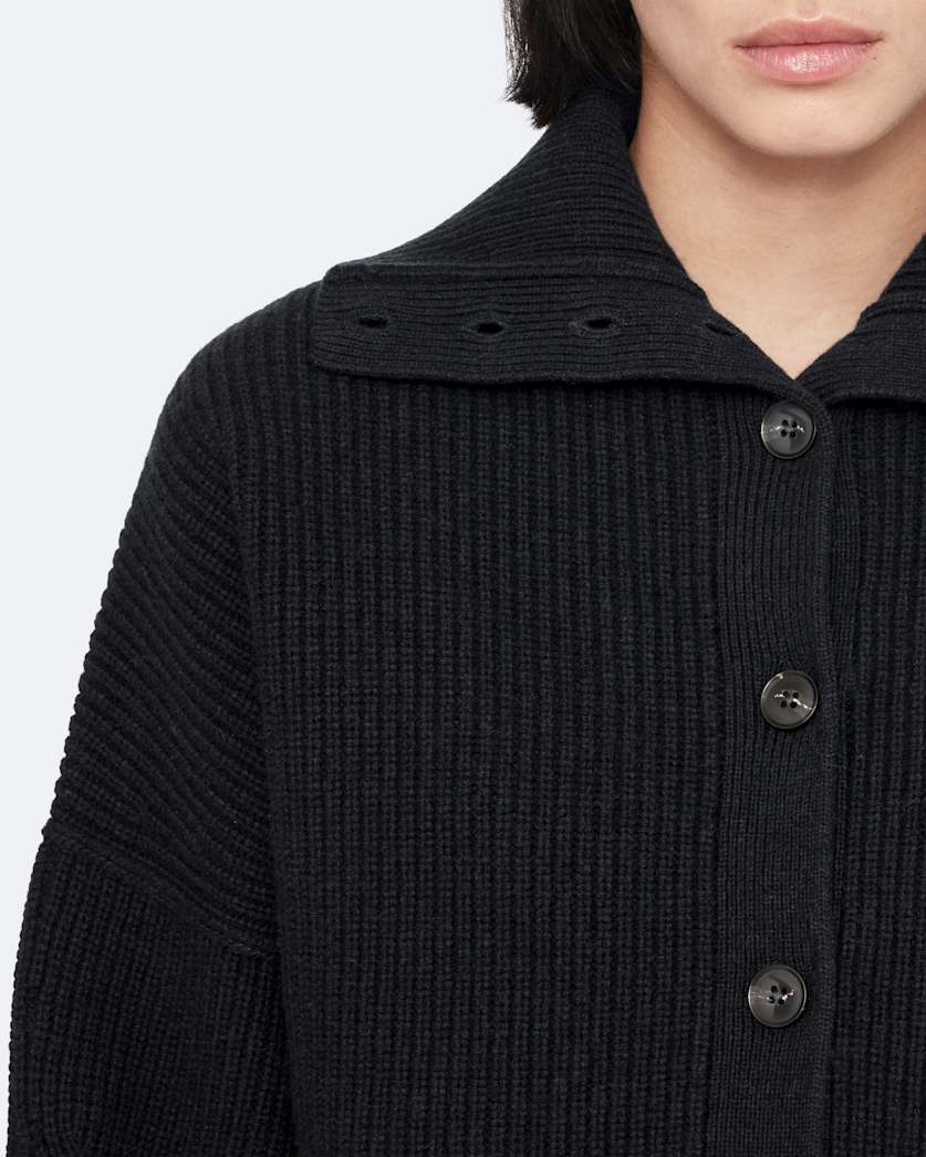 Cropped merino wool cardigan