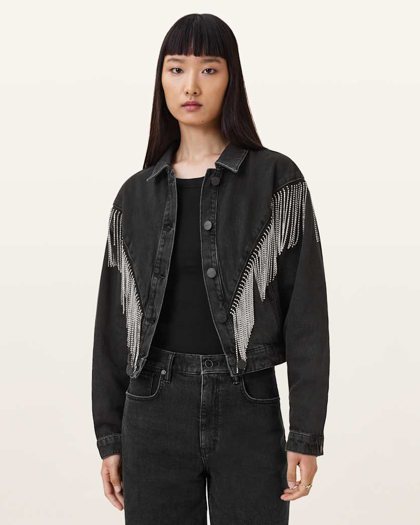 Marlene Embellished Fringe Denim Jacket
