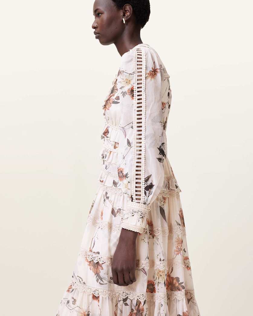 Zora Floral Ruffle Midi Dress