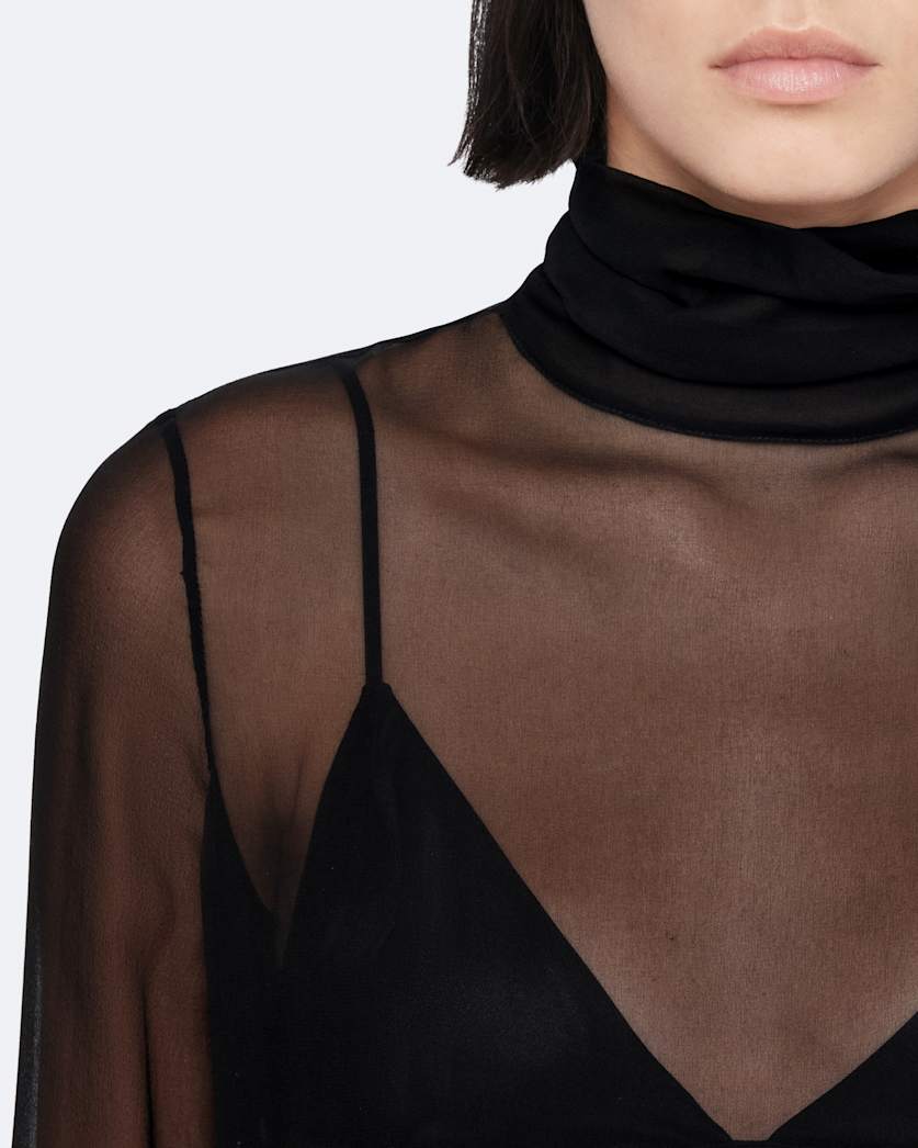High-neck silk top