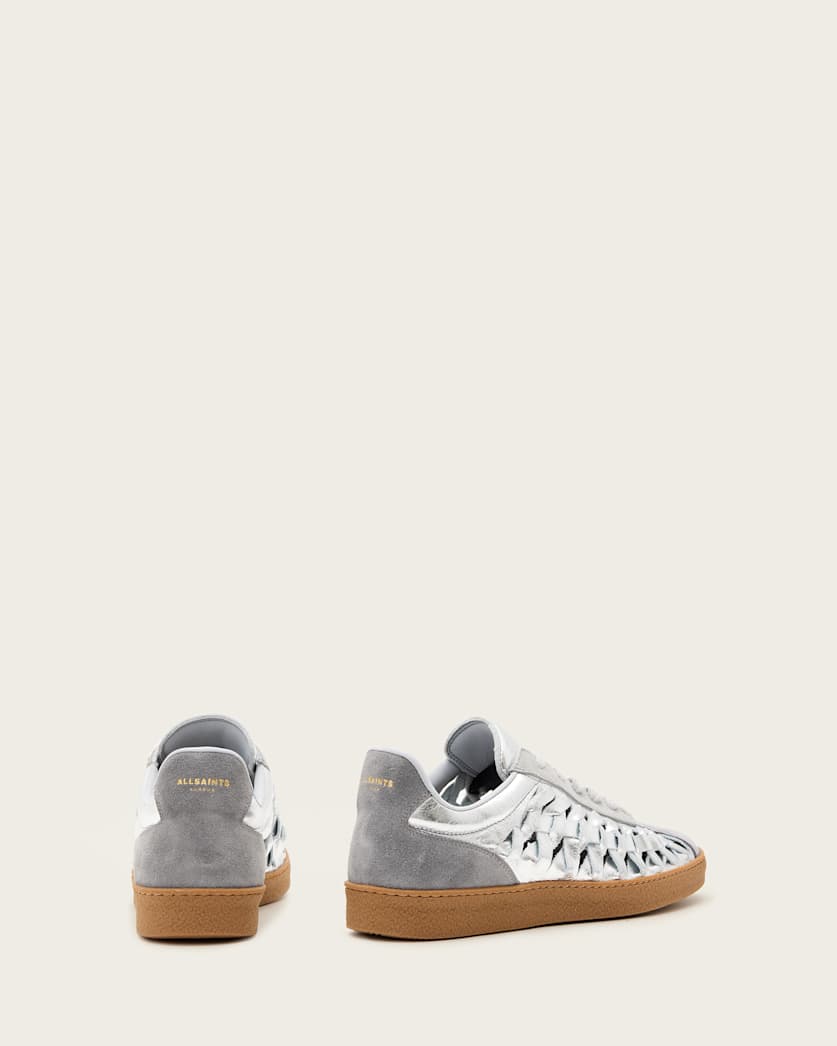 Velma Low Top Round Toe Woven Leather Trainers