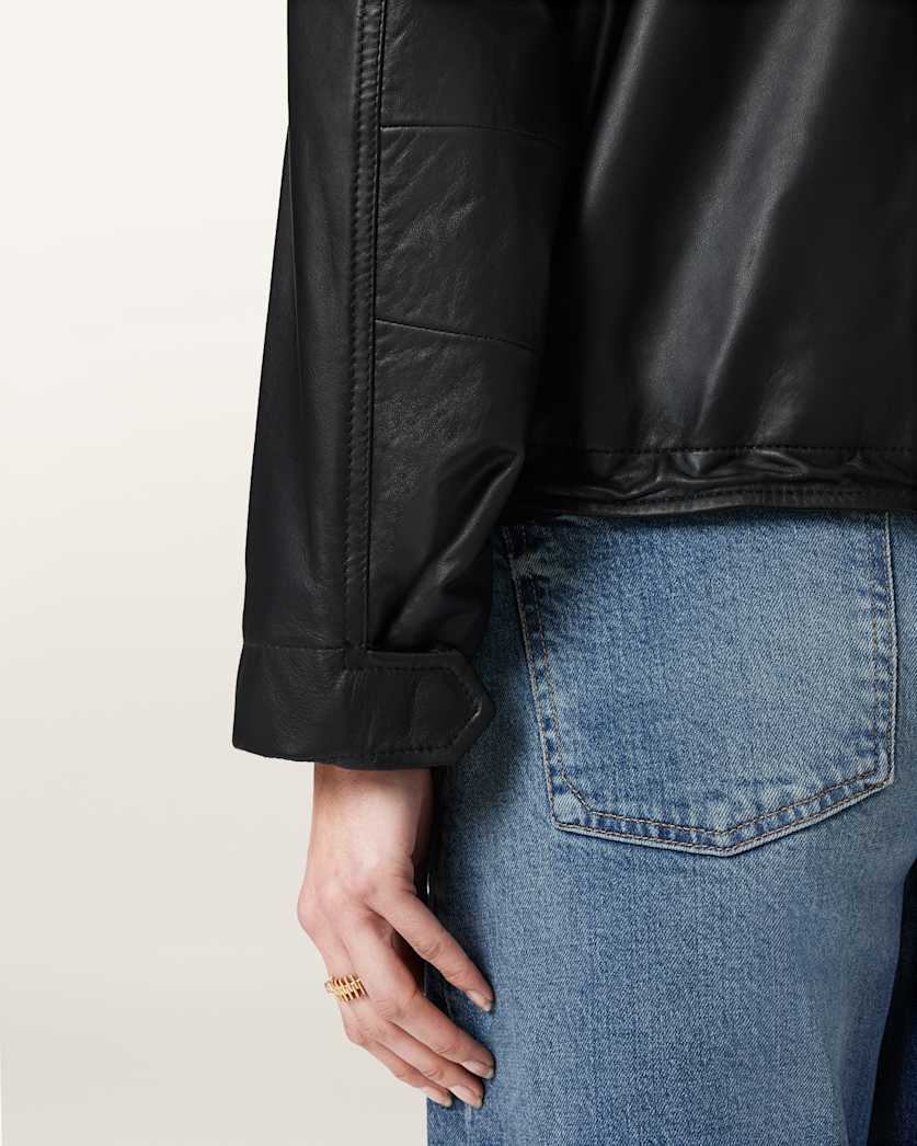 Clay Cropped Leather Jacket