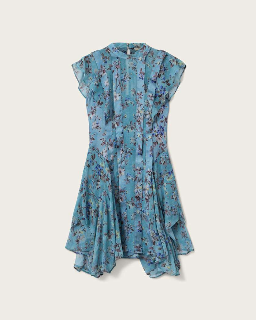 navy blue dress for baby girl Fleur Printed Asymmetric Mini Dress VINE LAKE BLUE