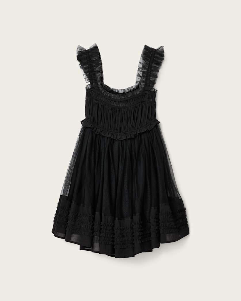 black going out mini dress Black Floral Lace Ball Mini Ruffle Dress
