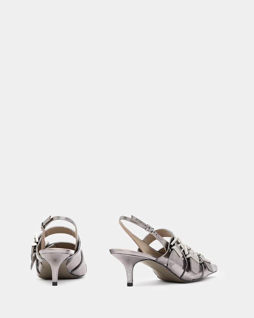 Grace Leather Chain Slingback Heels