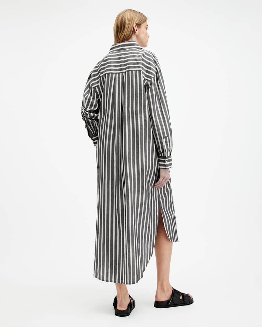 Ani Striped Maxi Shirt Dress