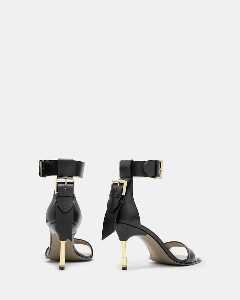 Noir Square Toe Heeled Sandal