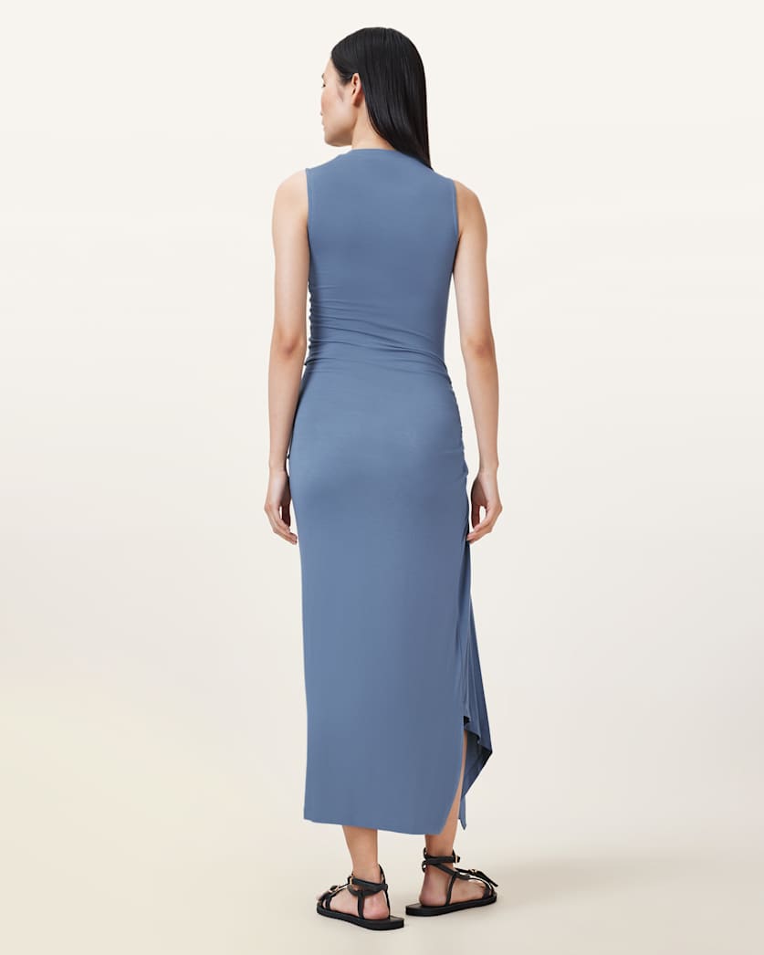 Rivi Draped Sleeveless Midi Dress