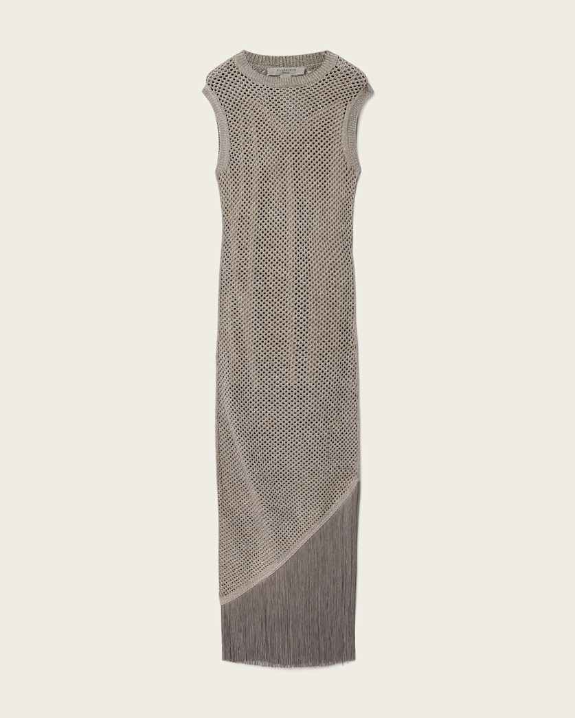 beach dress knitted SAME | Cuffed Ribbed Knit Dress | Cream