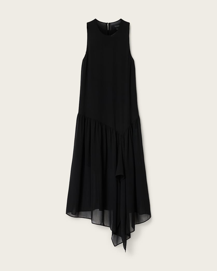 Cyra Asymmetric Maxi Dress Black | ALLSAINTS US