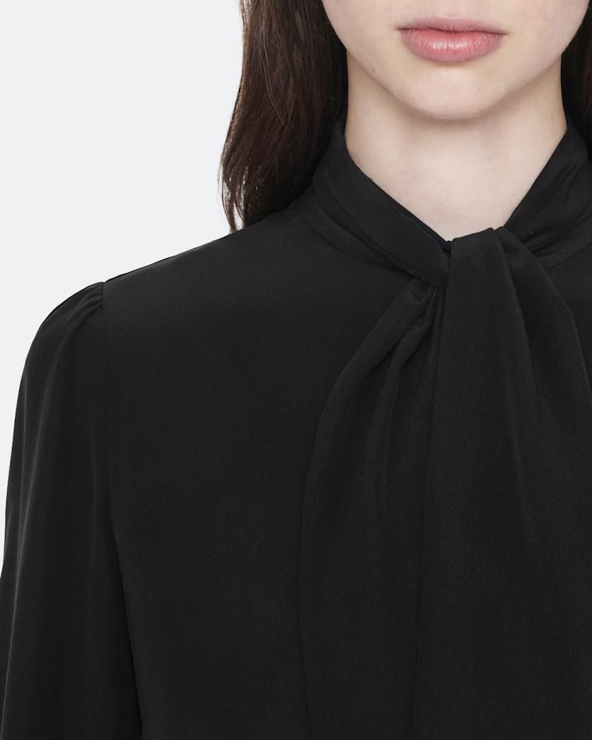 Jamie Long-Sleeve Silk Midi Dress