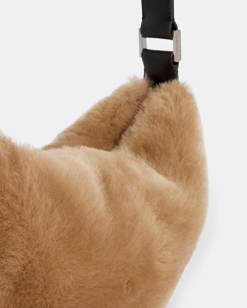 Half Moon Shearling Crossbody Bag