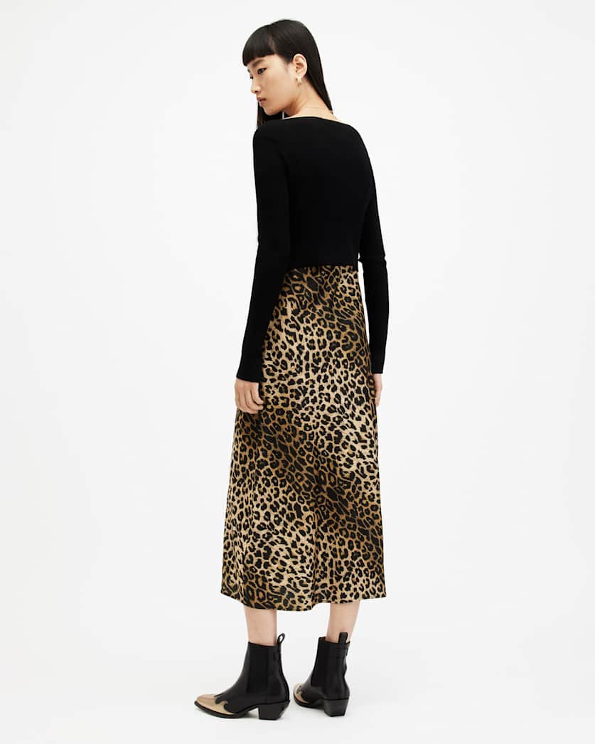 Hera Leopard Print 2-In-1 Midi Dress