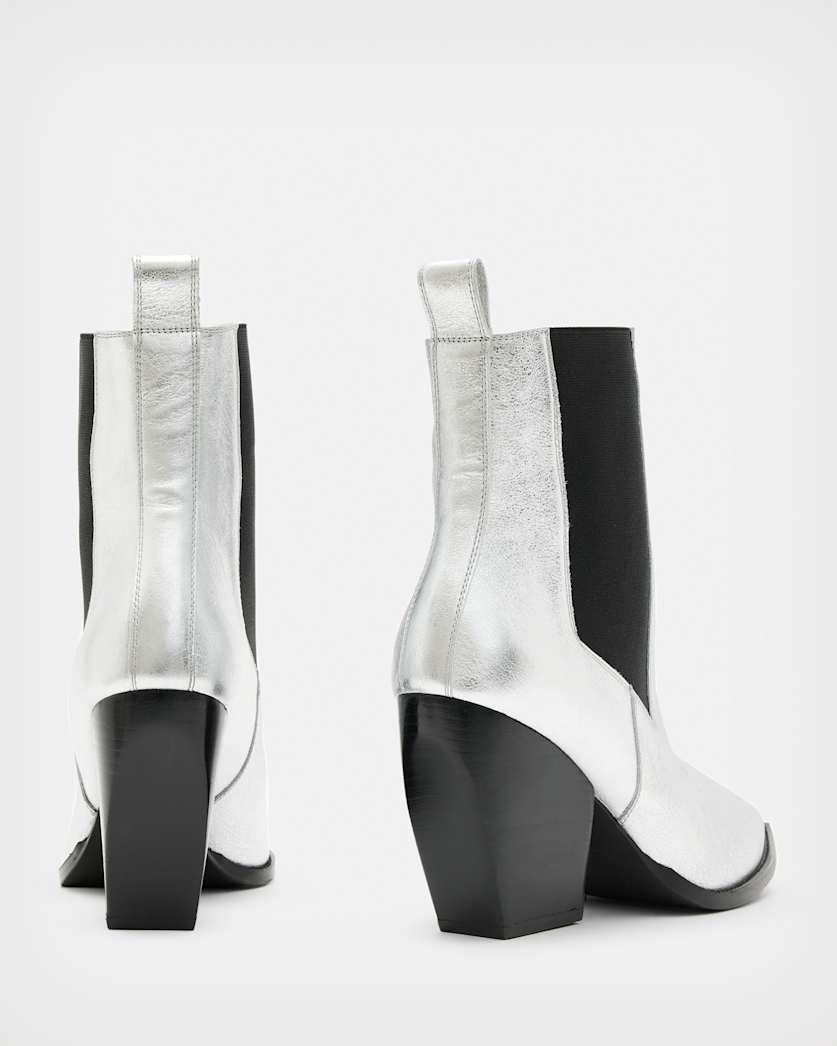 Ria Metallic Leather Heeled Boots
