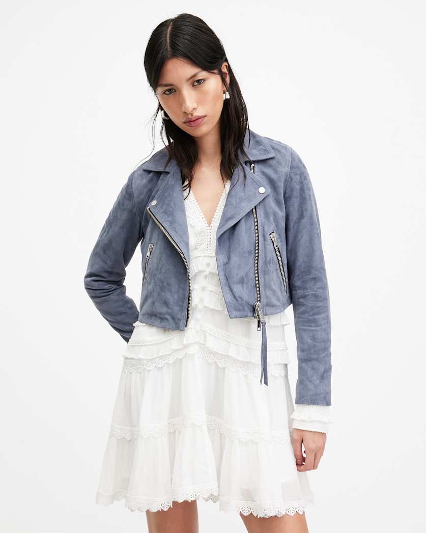 Dalby Slim Fit Cropped Leather Biker Jacket