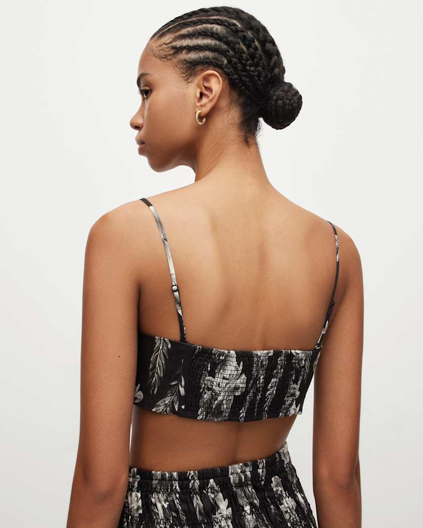 Riah Mia Linen Floral Bandeau Tie Top