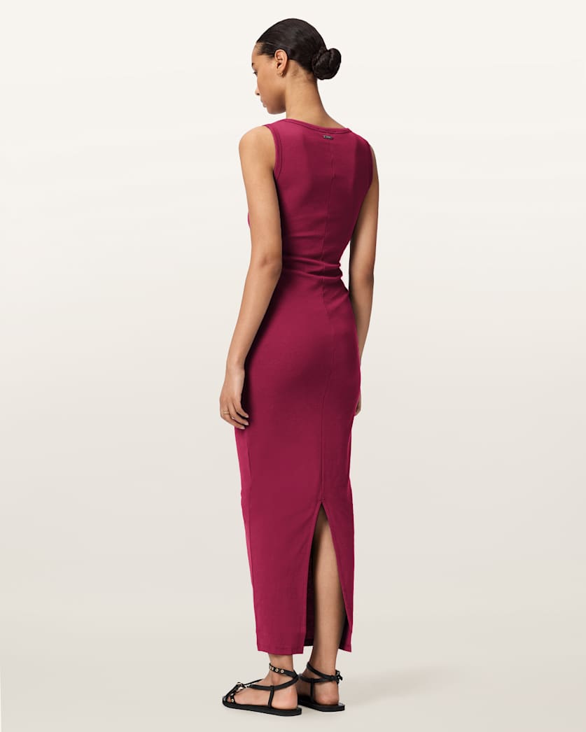 knee length dresses for ladies Mickaa Short Sleeve Bodycon Maxi Dress In Green – MICKAA main image 1