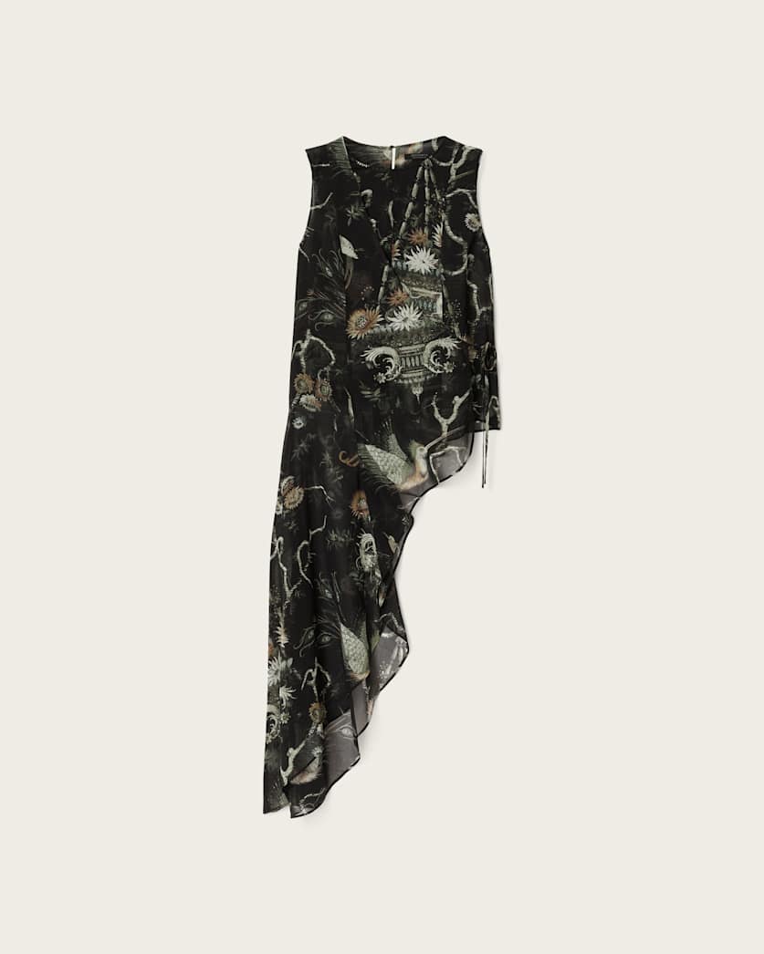Enola Asymmetric Printed Wrap Top
