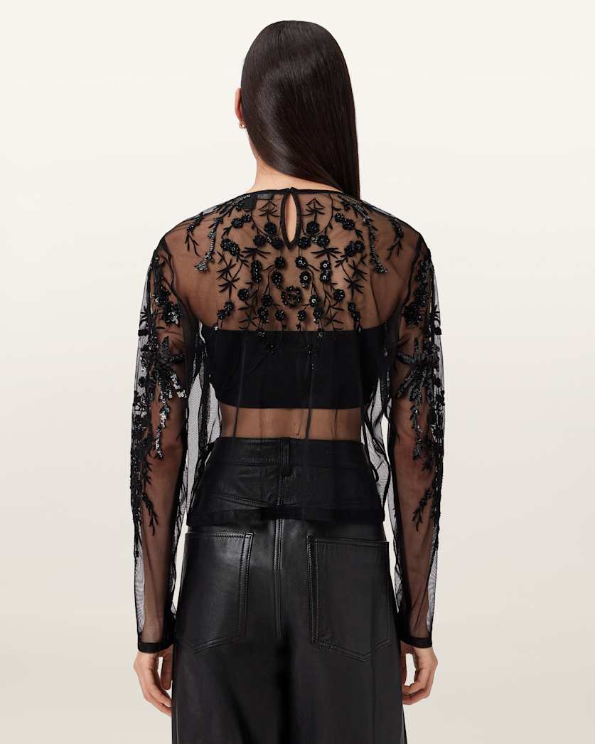 Greta Embellished Tulle Top