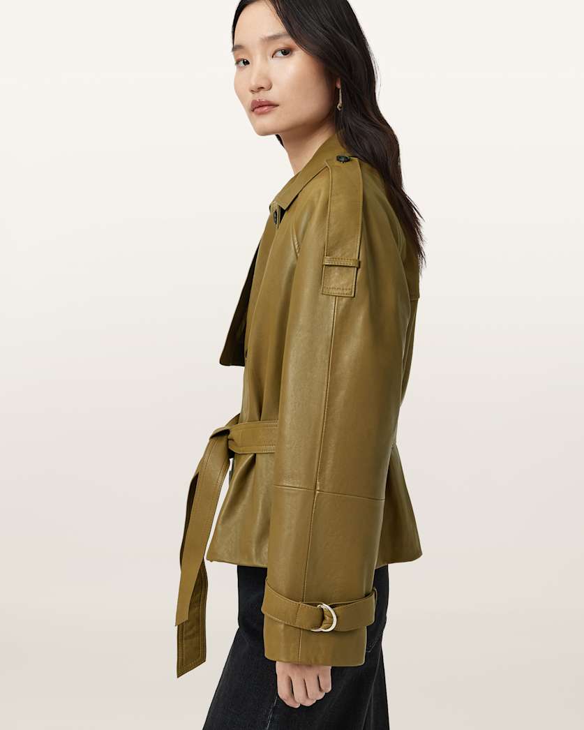 Reed Cropped Leather Trench