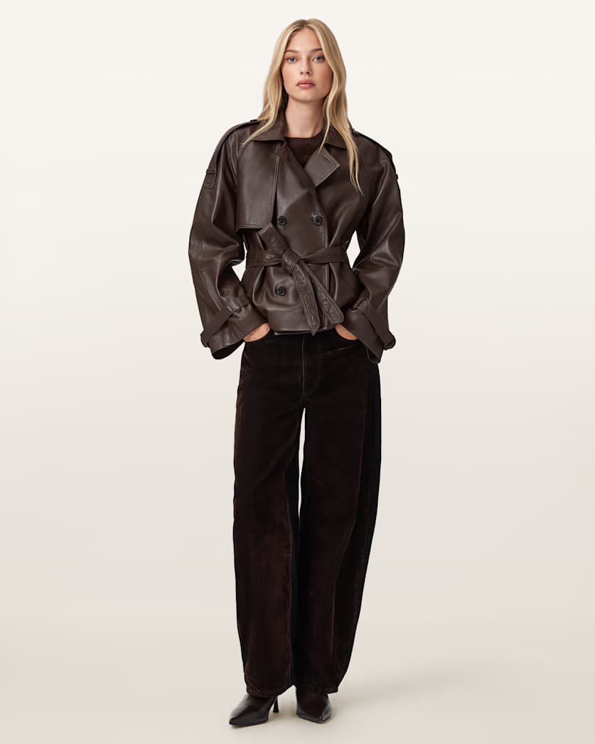 Reed Cropped Leather Trench