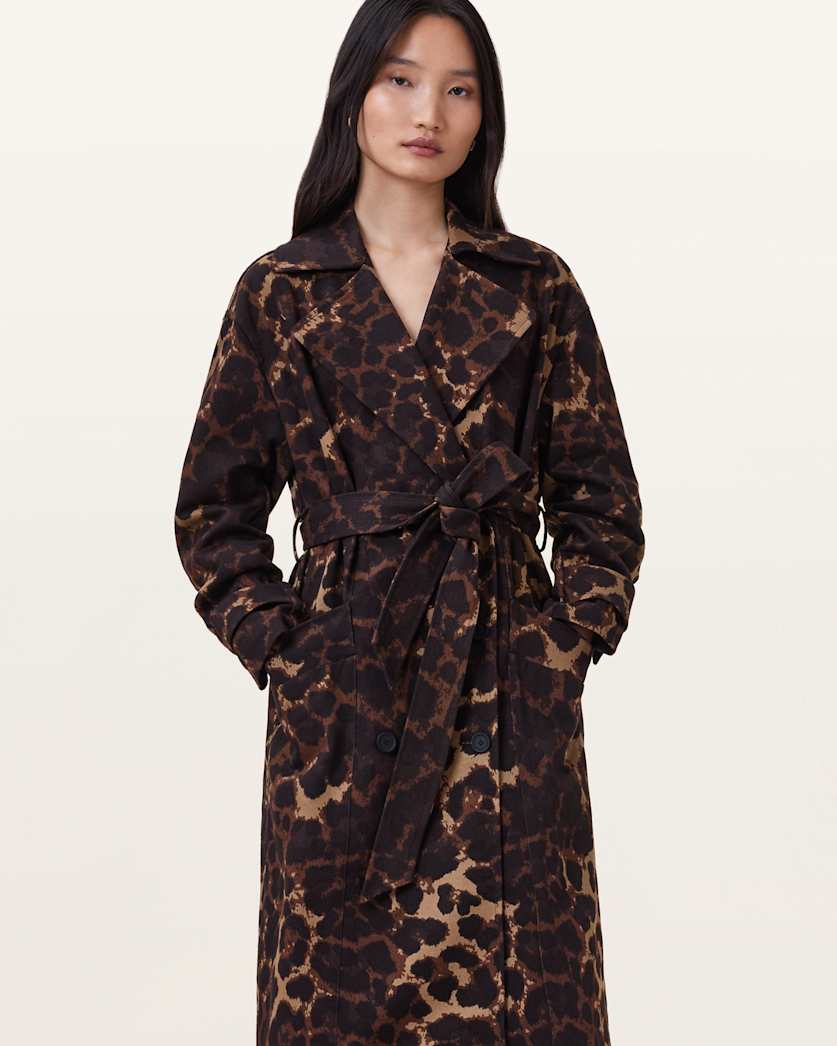 Abel Leopard Print Trench Coat