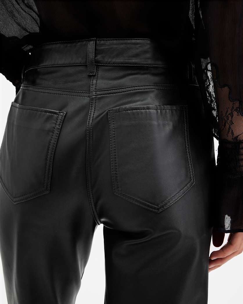 Saige Straight Fit Leather Trousers