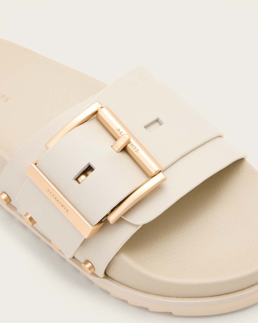 Ellie Studded Buckle Leather Sliders