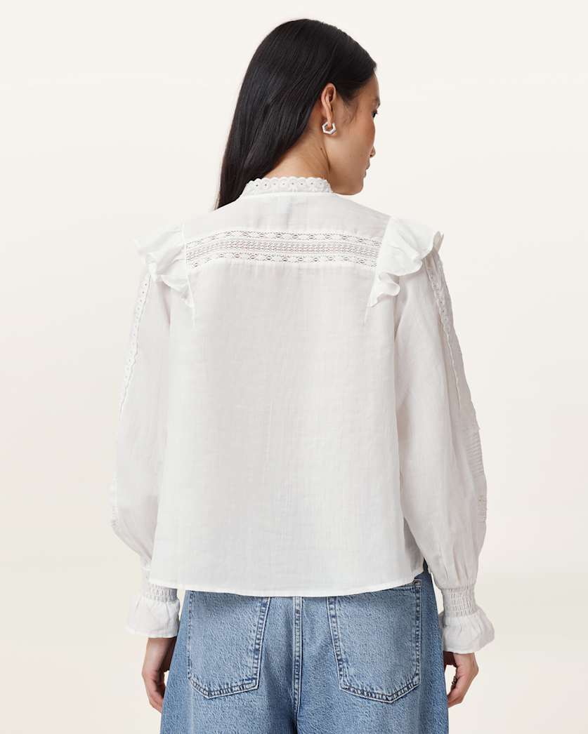Heather Long Sleeve Lace Trimmed Top