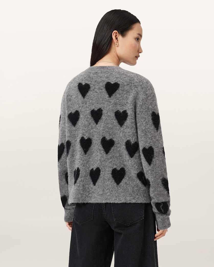 Amora Love Heart Jacquard Brushed Cardigan