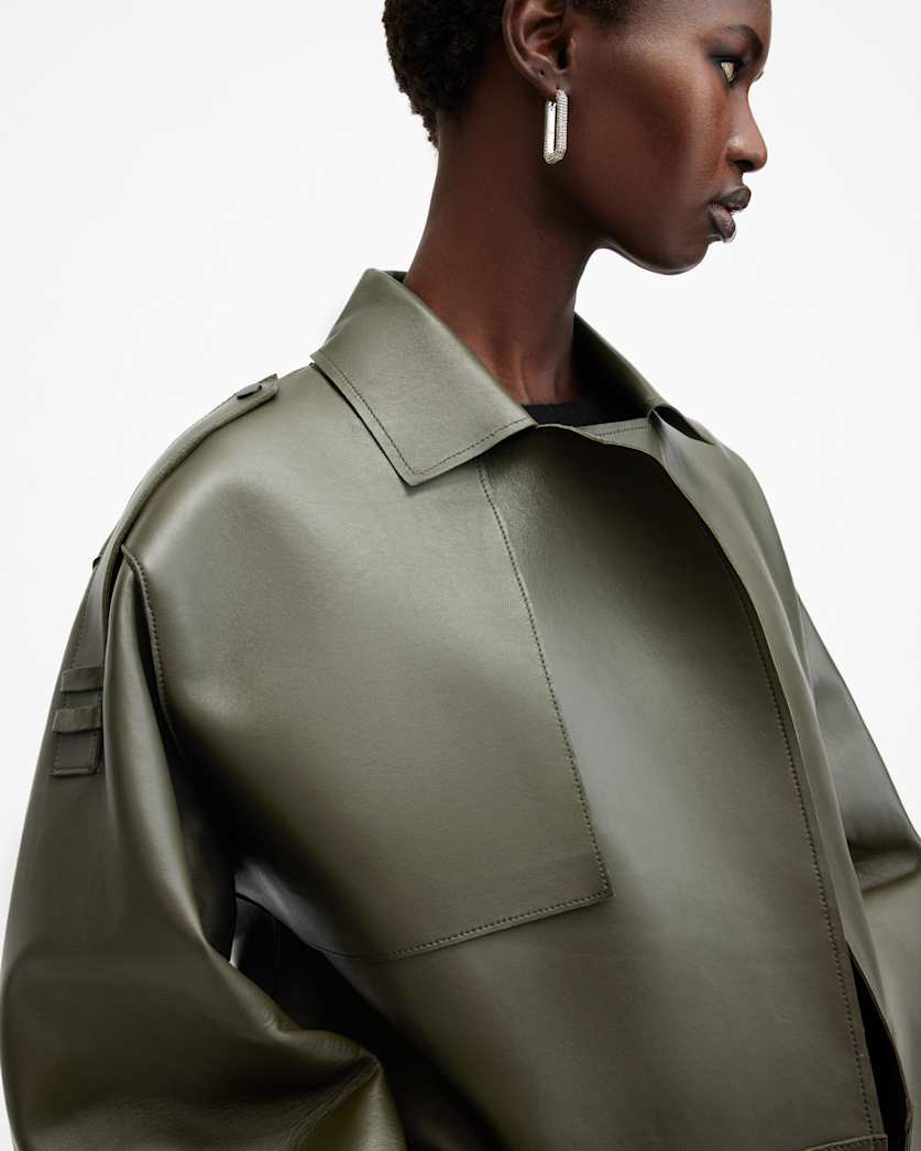 Ophelia Cropped Bonded Leather Jacket