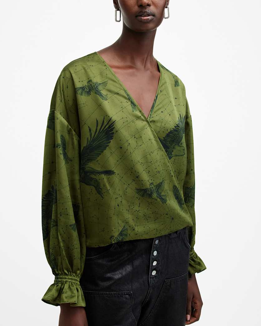 Penny Wrap Over Deep V-Neck Shirt